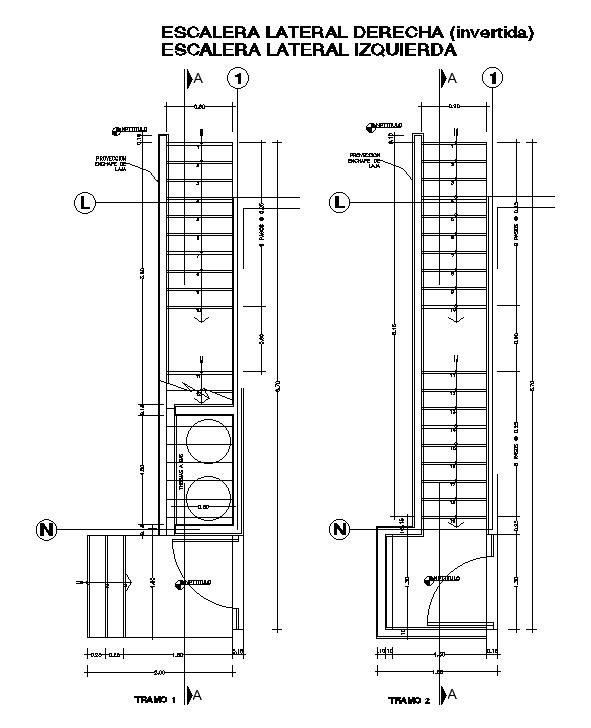 Right and left side ladder section detailed plan. Download now.