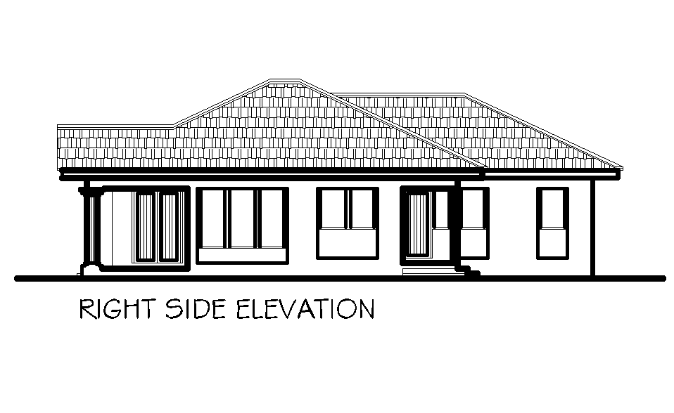 Right side elevation of 10x15m house plan is given in this Autocad drawing file. Download now.