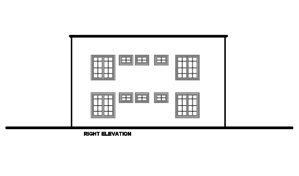 Right side elevation of 23x13m twin house plan is given in this Autocad drawing file.Download now.