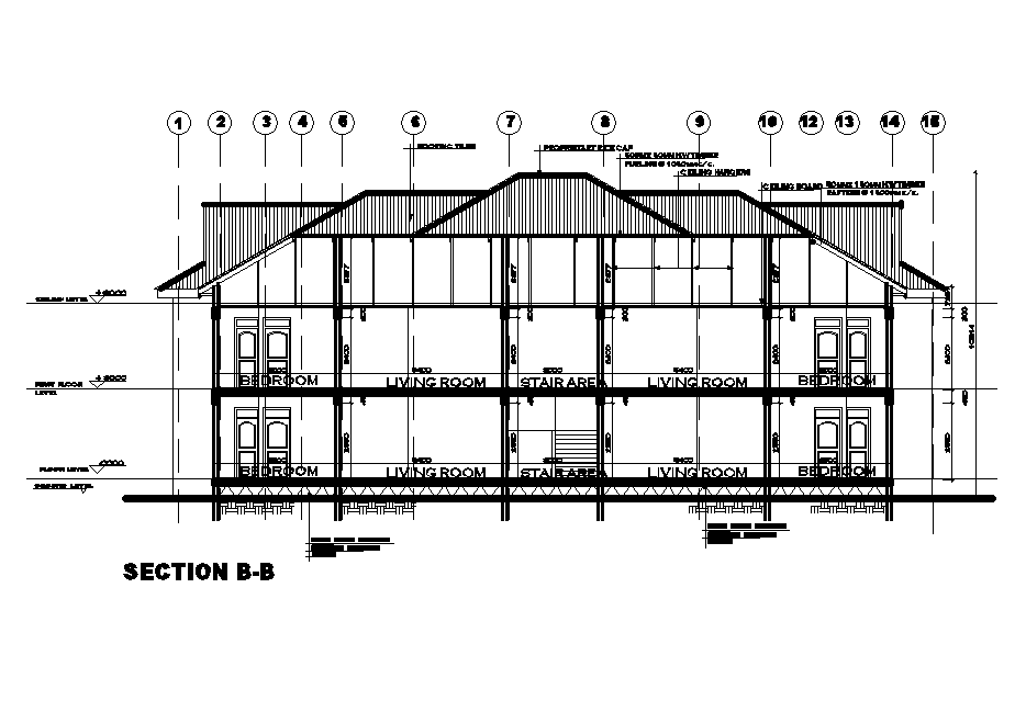 Right Side Elevation of 25x13m Twin House Plan AutoCAD DWG File