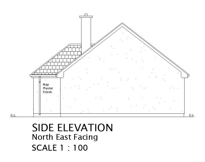 Right side elevation of 27’x56’ house plan is given in this Autocad drawing file. Download now.