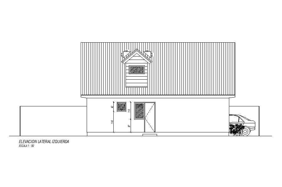 Right side elevation of 6x9m architecture house plan is given in this Autocad drawing file.Download now.
