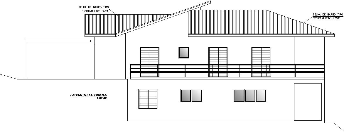 Right side elevation of house plan