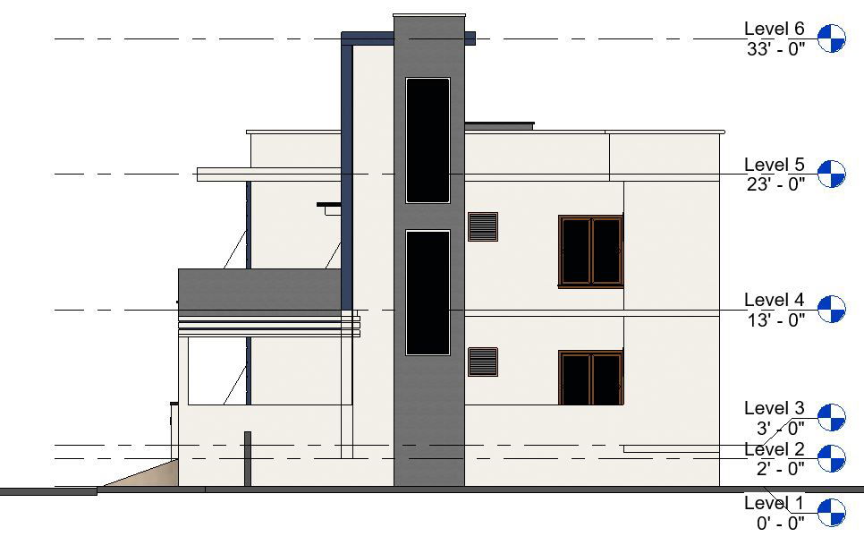 Right Side Elevation View of House Provided in Revit File Format