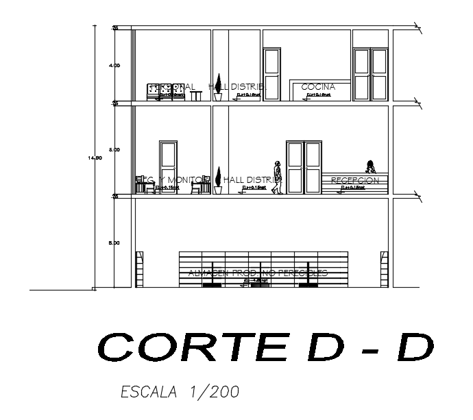 Right Side Section of 60x20m Commercial Building Plan
