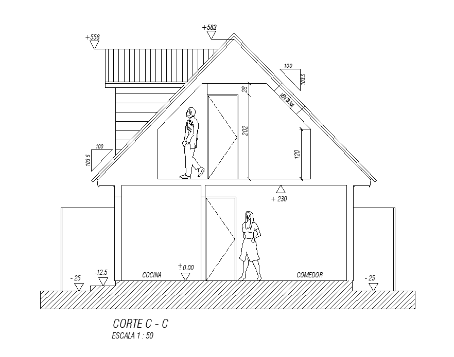 Right side section view of 6x9m architecture house plan is given in this Autocad drawing file.Download now.