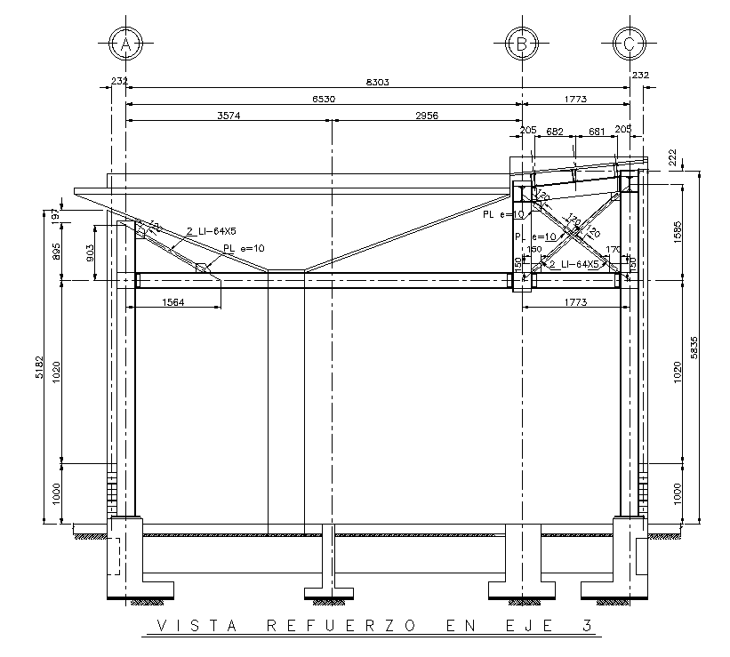 Right side section view of 8x10m home building view is given in this AutoCAD model. Download now.