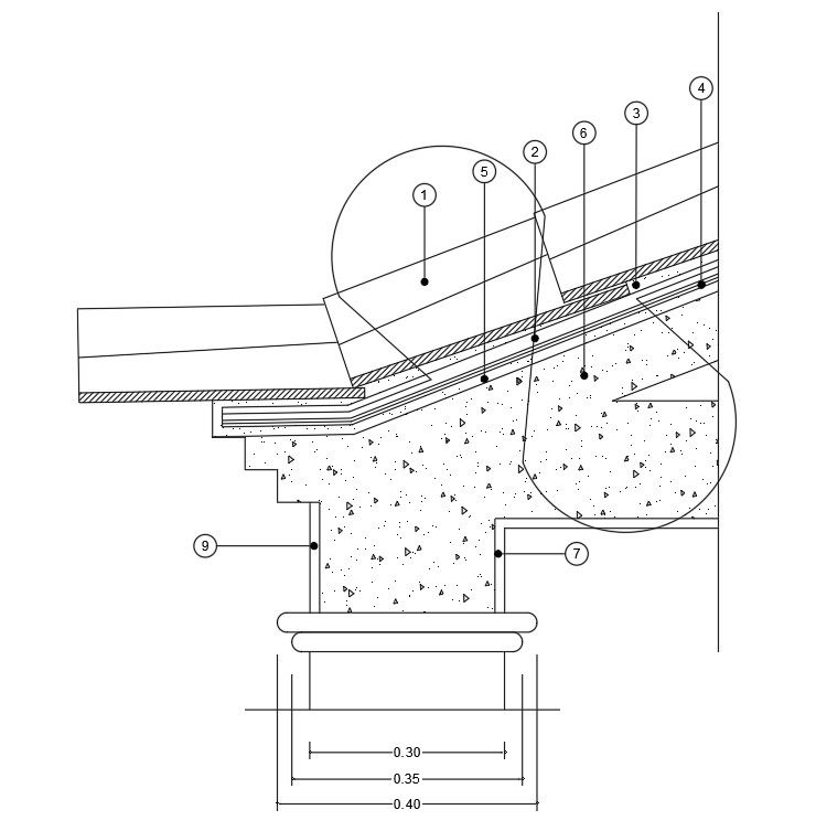 Right side section view of meter bank structure detail is given in this Autocad drawing file. Download now.