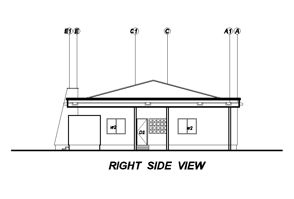 Right side view of 18x14m house plan is given in this Autocad drawing file. Download now.