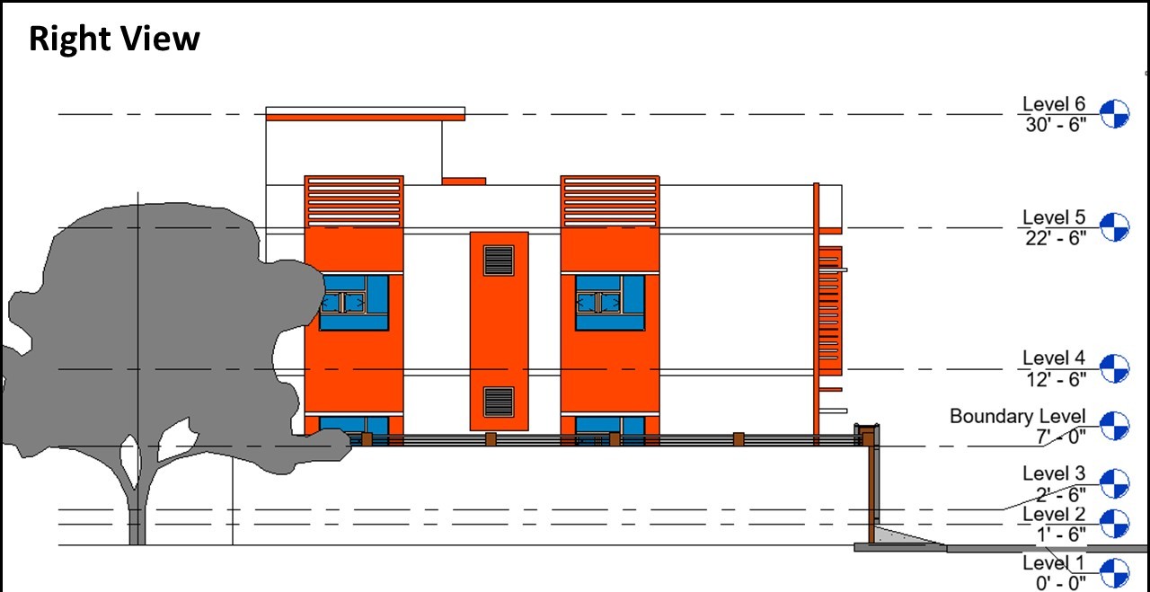 Right Side View of House Design in Revit File for Architectural File