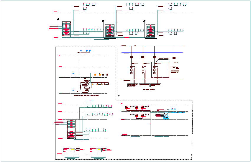 Riser diagram of cabling system and room automation system dwg file