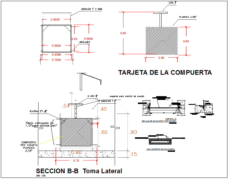 River canal structure detail reinforcement detail dwg file