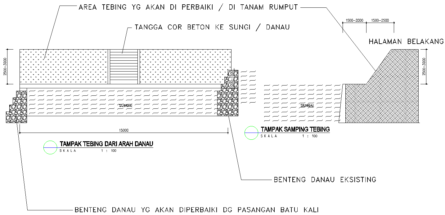 Riverbank Slope Repair Design Architectural AutoCAD DWG File