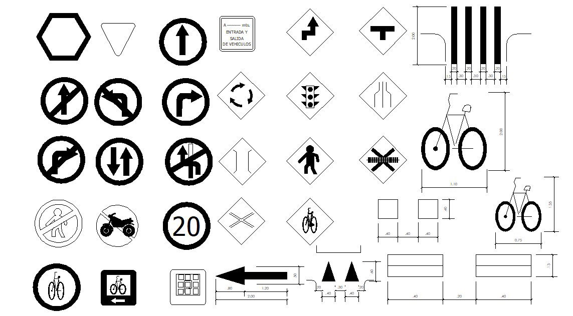 Road Sign Symbol CAD Blocks Free Download