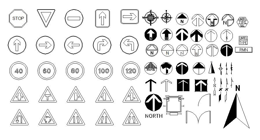 Road Signs CAD Blocks