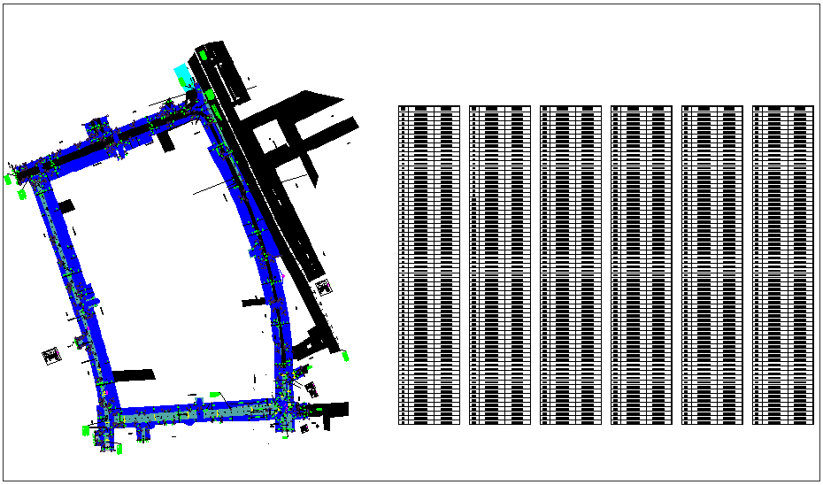 Road design with northing and easting table view dwg file