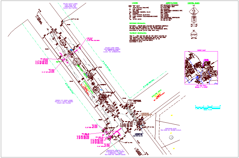 Road design with under ground view dwg file