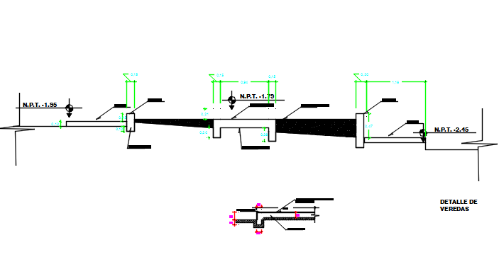Road elevation and section detail dwg file