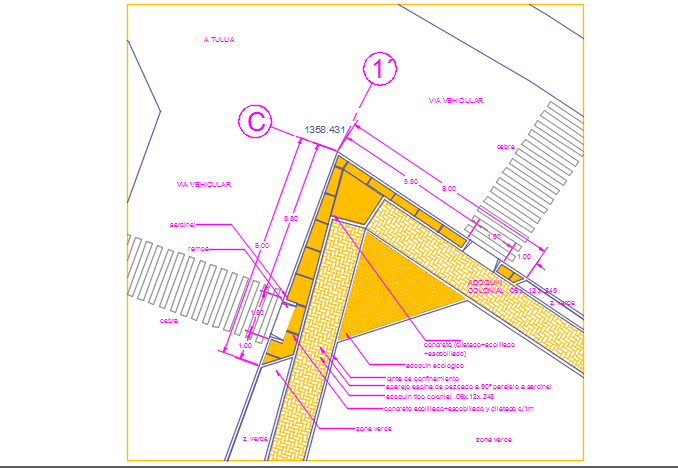 Road pavement plan section detail dwg file