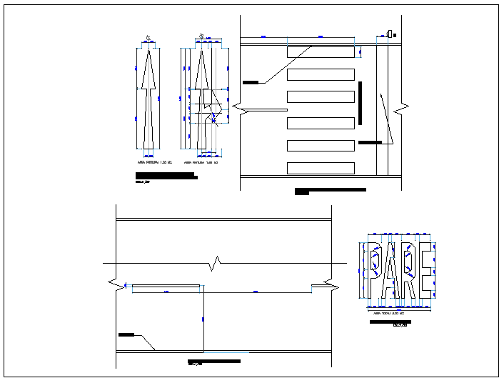 Road structure and crossing plan detail dwg file