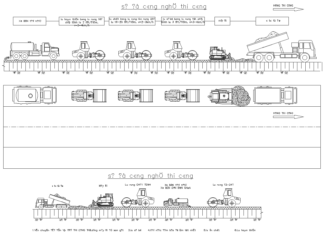 Road construction detail with process and steps dwg autocad drawing .