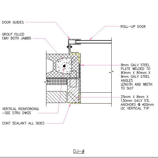 Roll-Up Door In Brick Cavity Wall AutoCAD Dwg Files