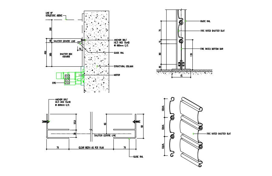 Rolling Shutter Door Installation Design CAD Drawing