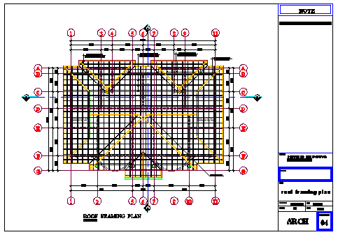 Roof Framing plan design drawing of residential building design drawing