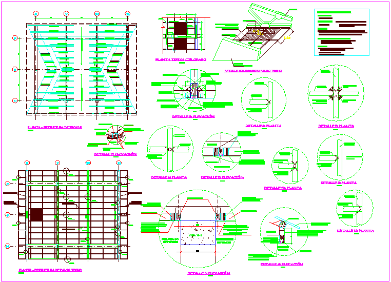 Roof and ceiling structure view with detail view dwg file