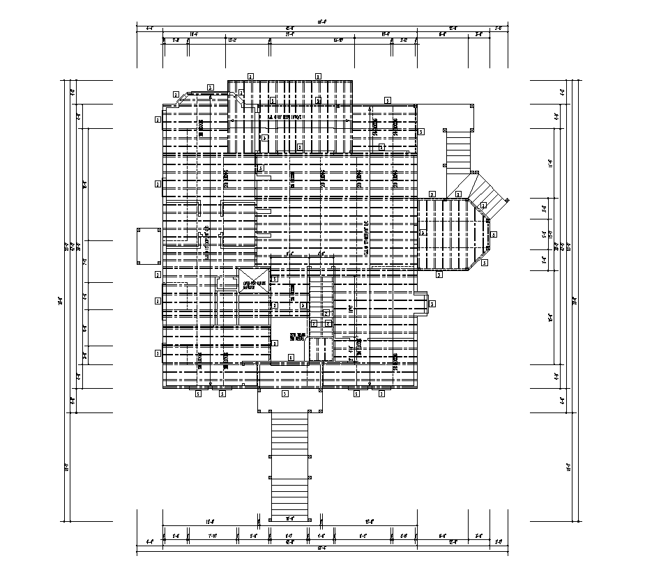 Roof and terrace plan detail 2d view autocad file