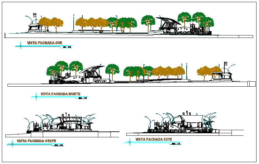 Roof audience seating structure detail view dwg file