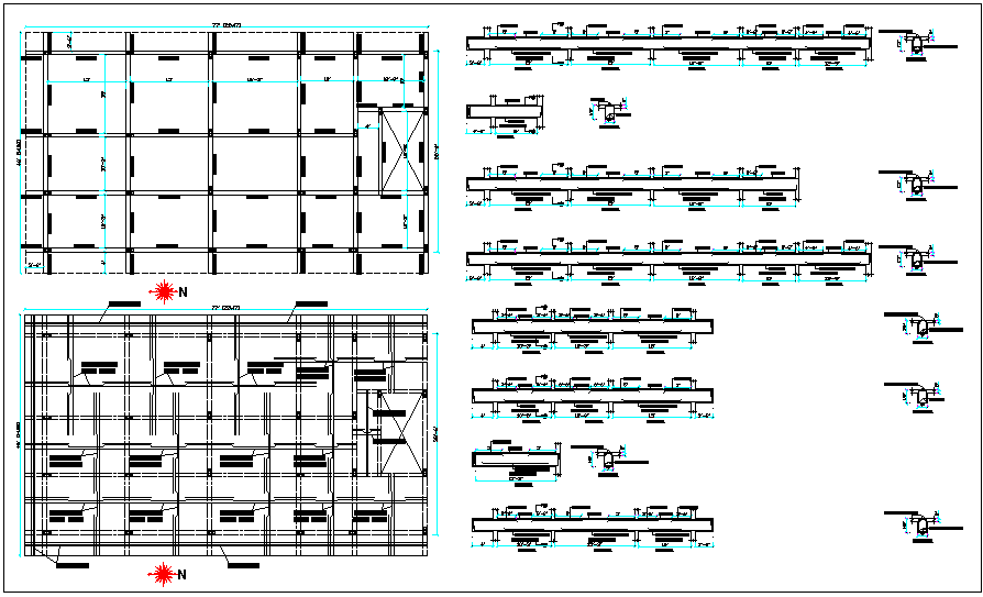 Roof beam and slab layout detail dwg file
