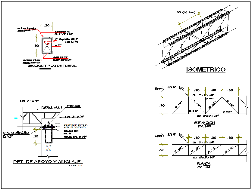 Roof channel section and cross section view dwg file