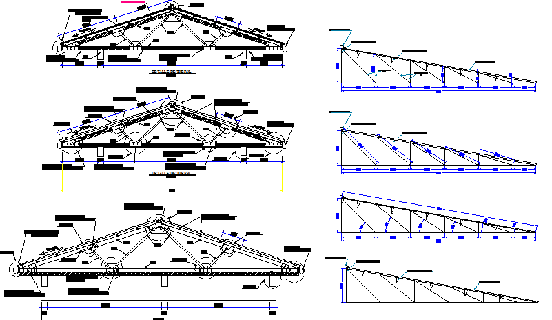 Roof construction and sectional details of municipal building dwg file