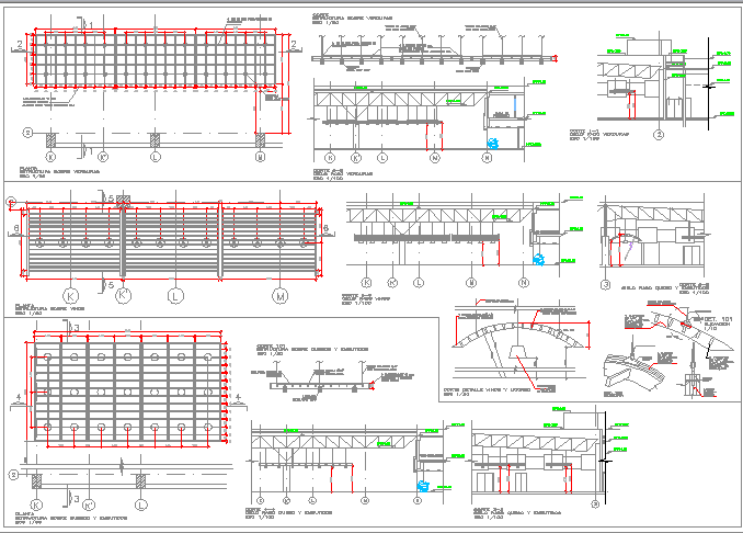 Roof construction and sectional details of super market dwg file