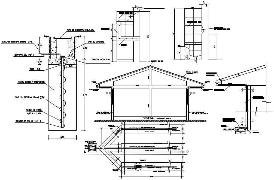 Roof construction detail in dwg file