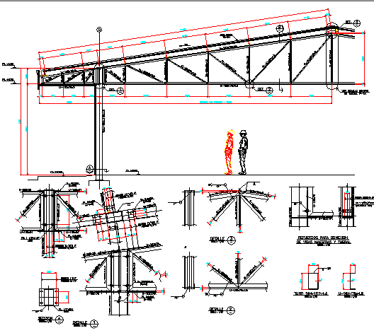 Roof construction details of building dwg file