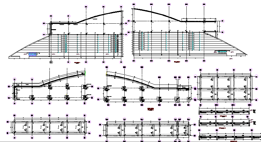 Roof construction details of sports field dwg file