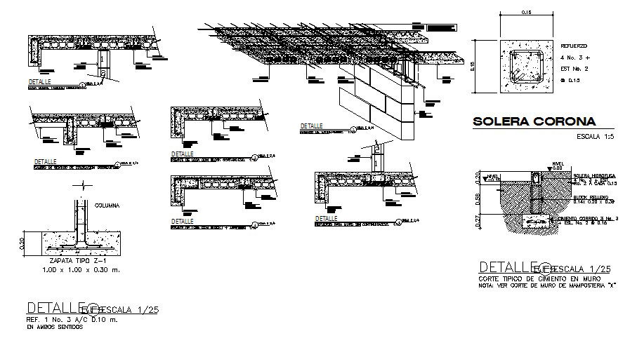 Roof construction details with brick wall cad construction details dwg file