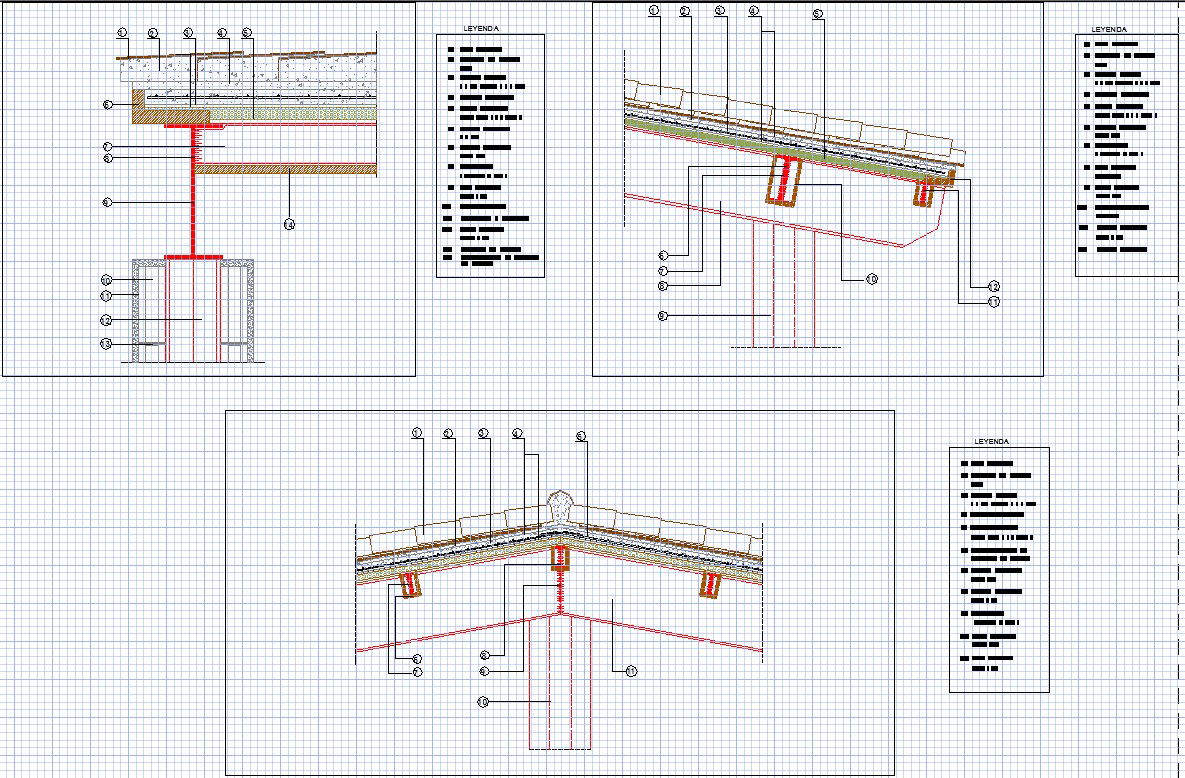 Roof cross section detail in autocad files