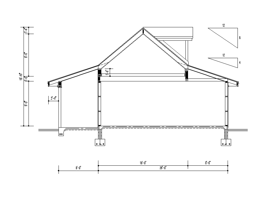 Roof detail elevation 2d view layout autocad file