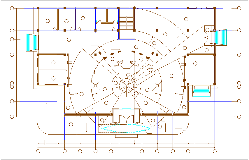 Roof floor plan of Volkswagen car show room dwg file