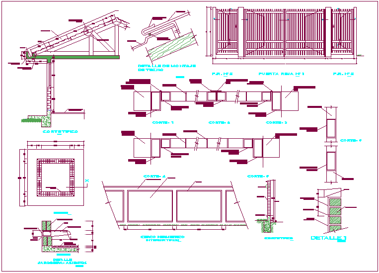 Roof mounting design view with sectional view dwg file