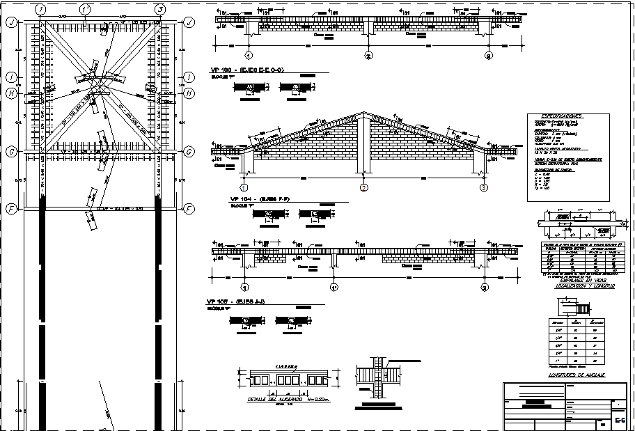 Roof plan, elevation and section detail dwg file