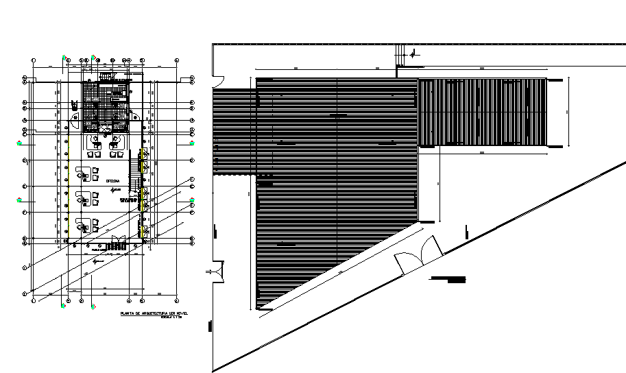 Roof plan and Commercial working plan detail dwg file