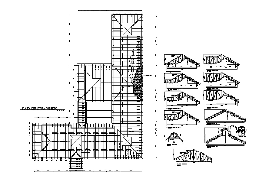 Roof plan and elevation detail dwg file