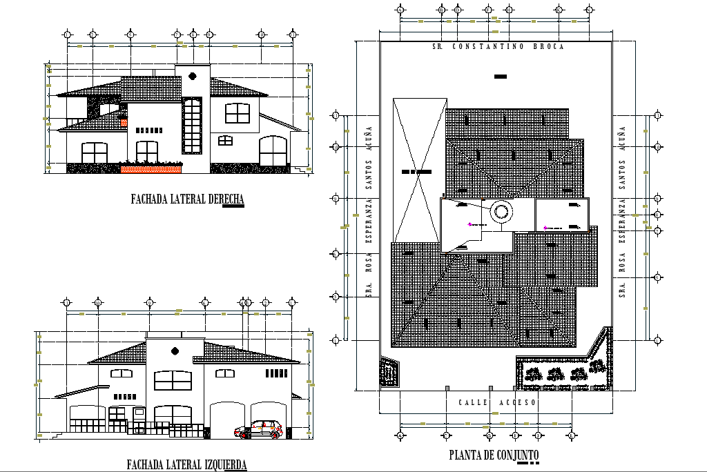 Roof plan and elevation house layout file