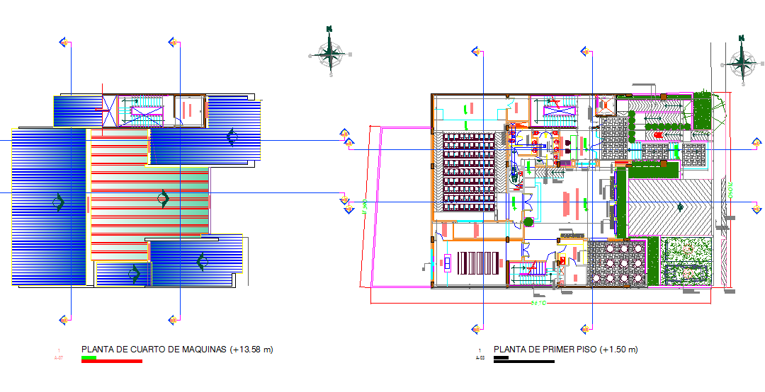 Roof plan and first floor plan detail dwg file
