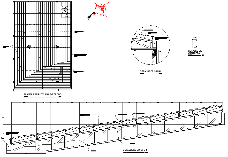 Roof plan and section detail dwg file