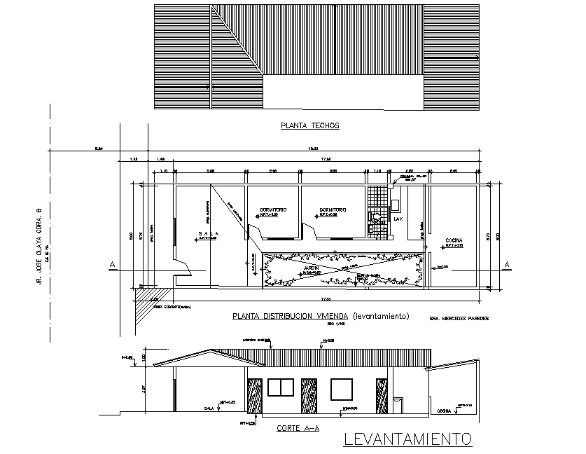 Roof plan and section home plan dwg file